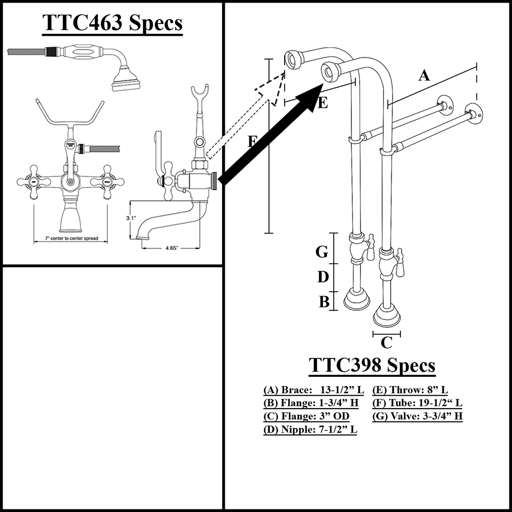 Clawfoot Tub Free Standing Classic Telephone Faucet Pkg TTC398463